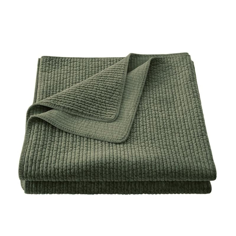 HiEnd Accents Stonewashed Cotton Velvet Quilt, 1PC - Fern Green - King
