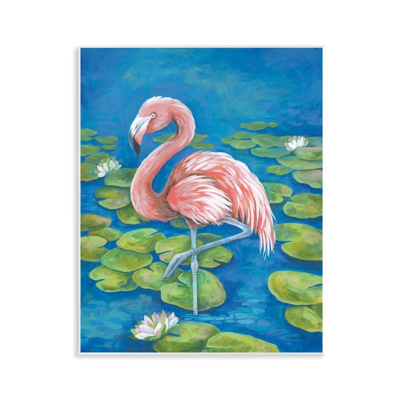 Stupell Balancing Flamingo & Lily Pads Wall Plaque Art Design By Diane Kater - 11 x 14