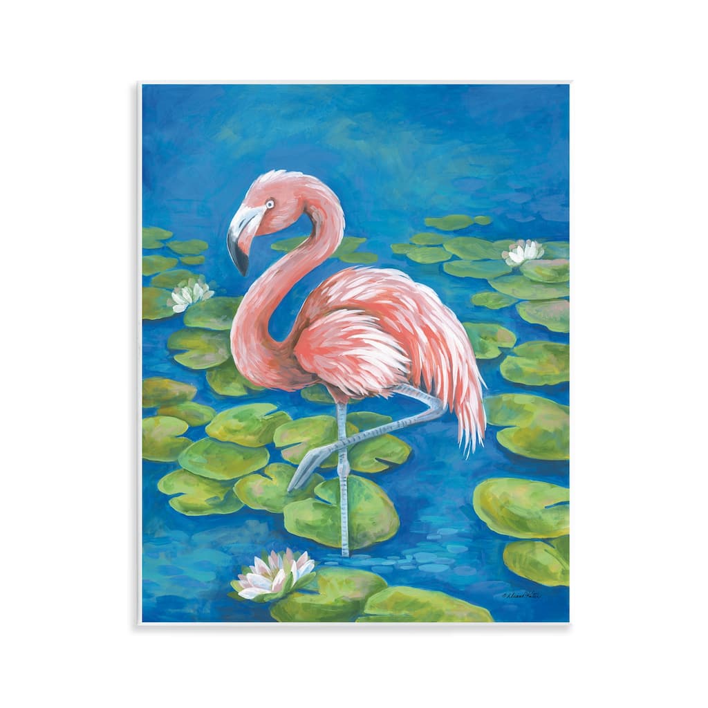 Stupell Balancing Flamingo & Lily Pads Wall Plaque Art Design By Diane Kater