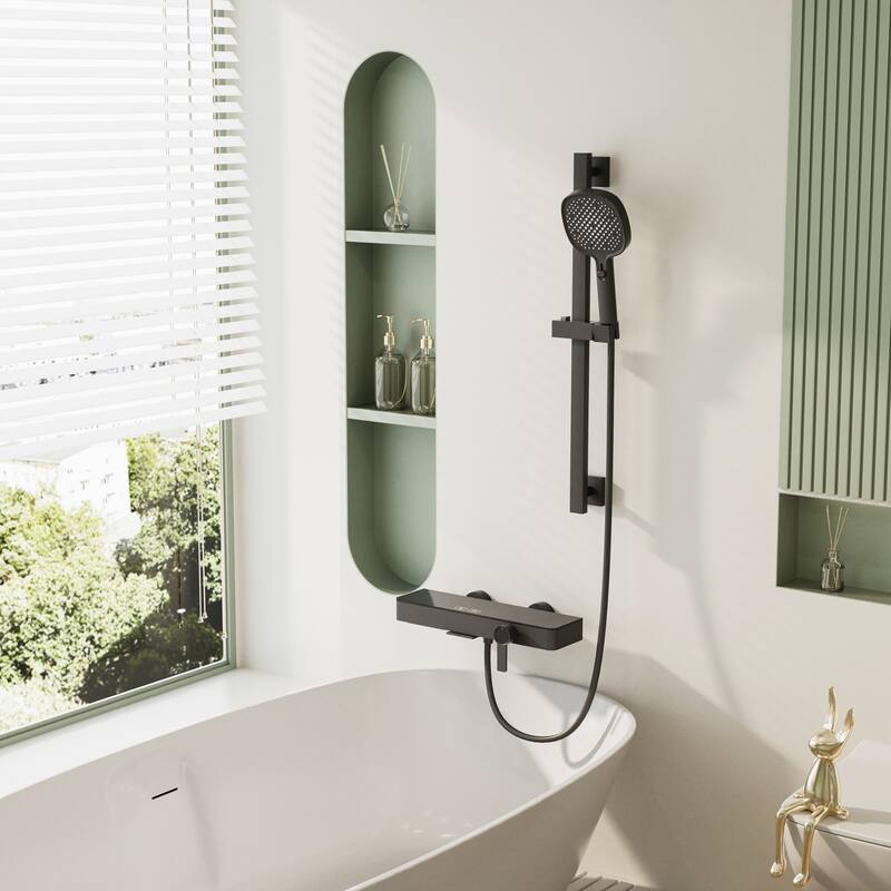 Modland Bathtub Faucet 2-Function Shower System with 3 Modes Handheld Shower,Height Adjustable Shower Slide Bar