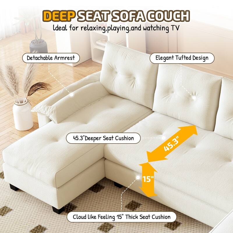 104.7" U-Shaped Sleeper Sofa, Convertible Sectional Couch with Pull-Out Bed, Removable Armrests, USB Ports & Chaise Lounge