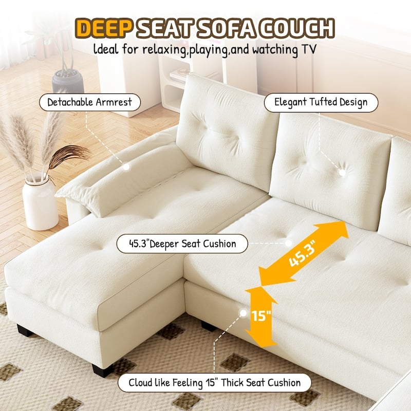 104.7" U-shaped 3-in-1 Multifunctional Convertible Sectional Sofa with USB Ports