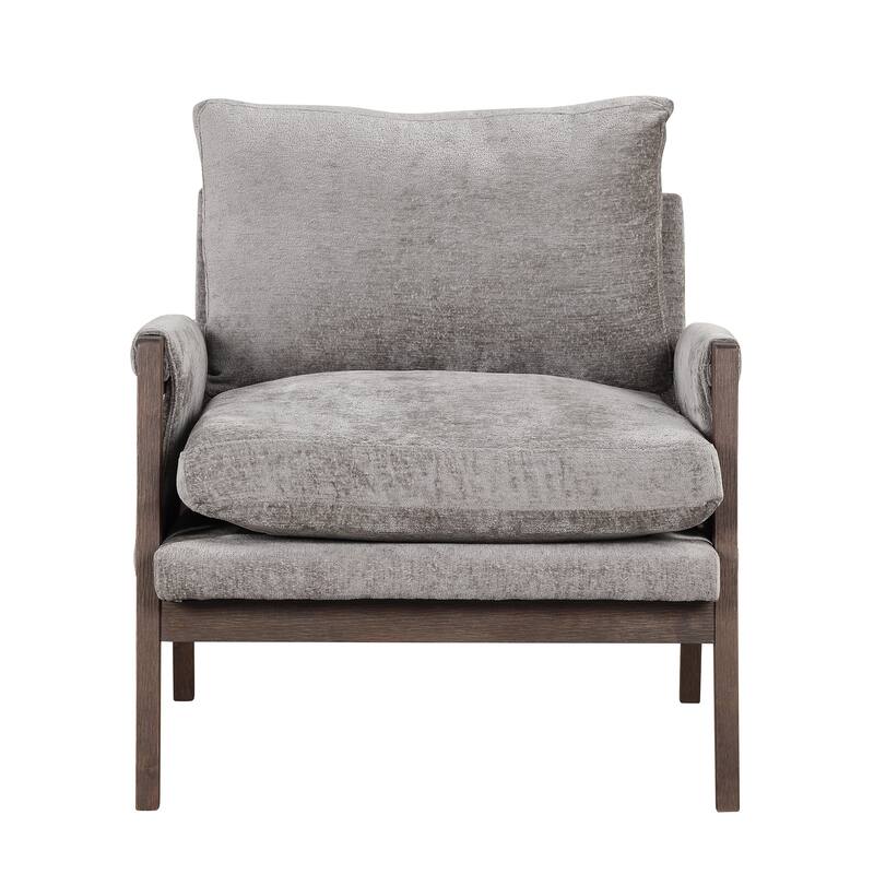 Mid-Century Modern 30.2" Velvet Arm Chair with Solid Wood and Thick Seat Cushion for Living Room