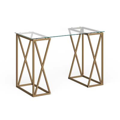 Silver Orchid Grant Gold Glass Top Desk