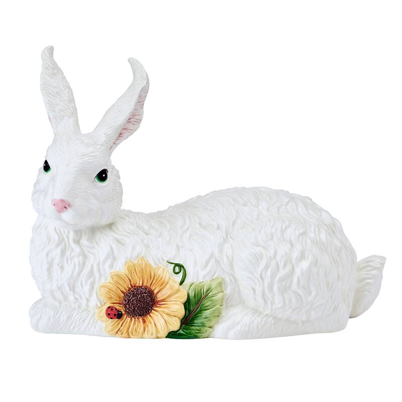 Fitz and Floyd Sunflower Rabbits Resting Figurine, 9.75 Inch
