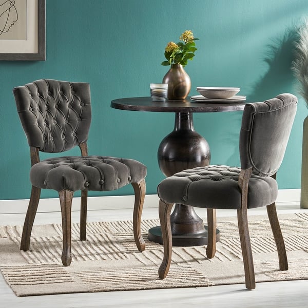 slide 2 of 55, Christopher Knight Home-Bates Tufted Grey Fabric Dining Chairs (Set of 2)