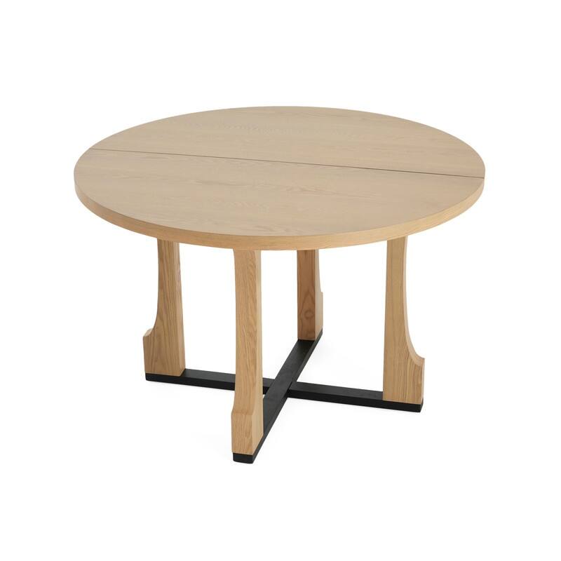 48-inch Round Dining Table for 4 - Farmhouse Pedestal Base Kitchen Table
