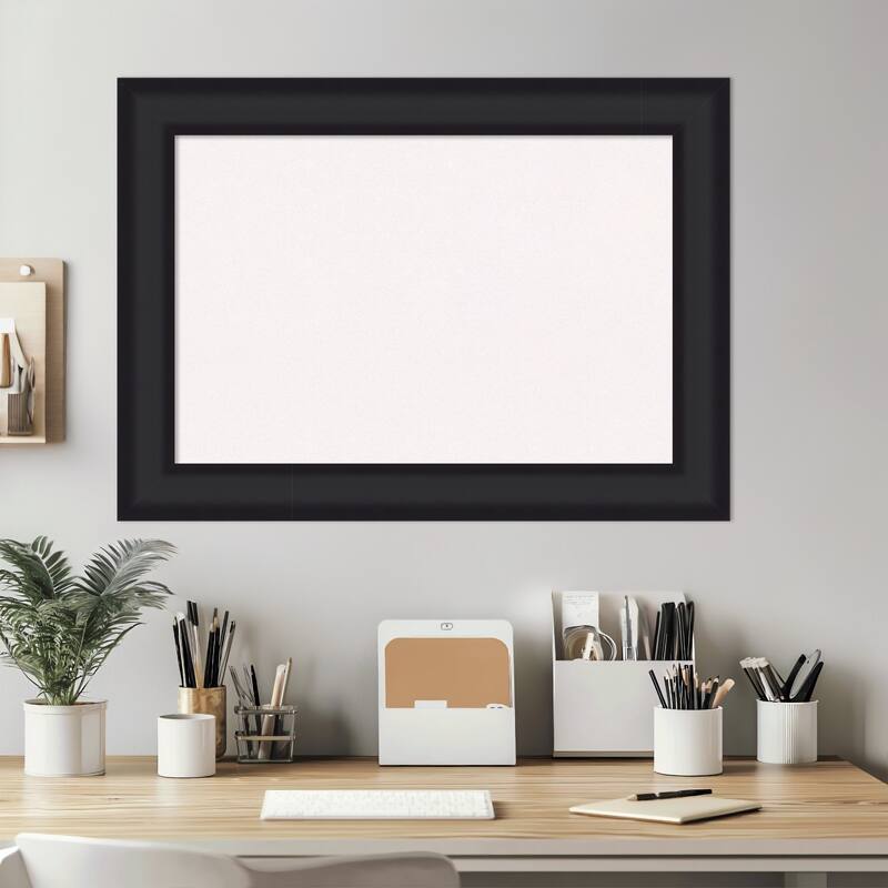 Oliver Black Wood Framed Cork Board - Bulletin Board, Organization Board, Pin Board