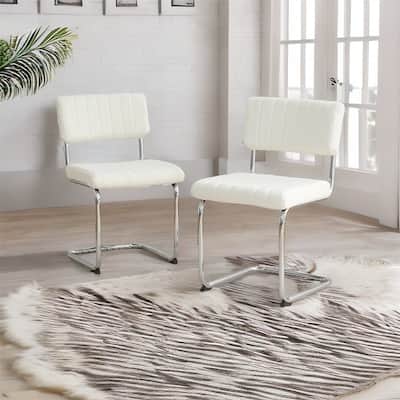 Modern Simple Light Luxury Dining Chair with Metal Leg(set of 2)