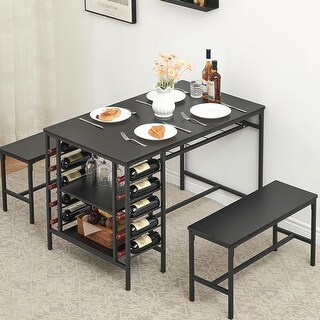 3 Piece Dining Table Set with 2 Benches - Bed Bath & Beyond - 41447506