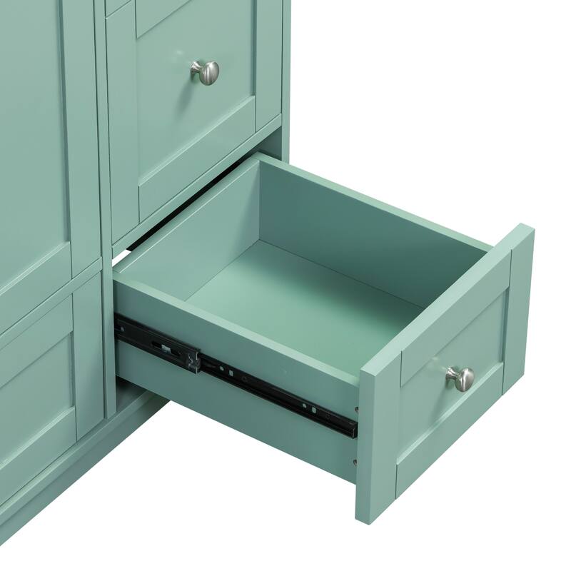 Modern 36-Inch Bathroom Vanity with USB Drawer Charging, Solid Wood Base, and Painted Finish(Sink not included) - 17.5in L