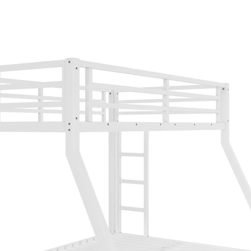 Metal Bunk Bed Frame with Safety Guardrail, Heavy Duty Metal Slat Support, Noise Free