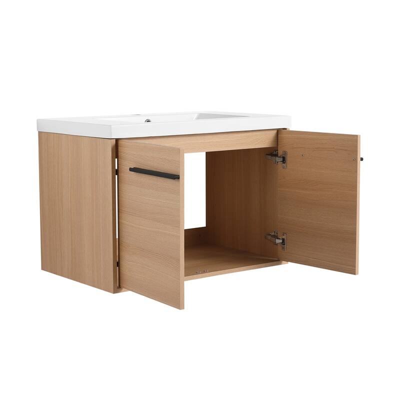Wood Bathroom Vanity with Resin Sink and 2 Doors