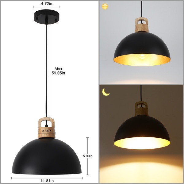 1-Light Modern Pendant Light Fixture with Plug-in Switch for