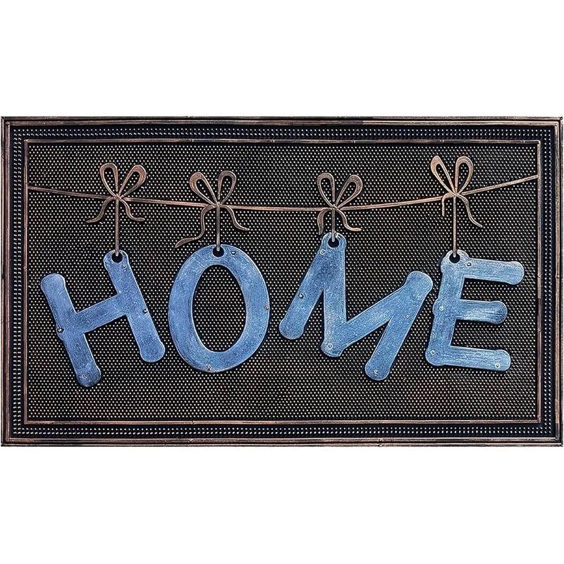 A1HC Welcome Rubber Pin Mat Beautifully Hand Finished Doormat - Home Copper/Silver - 18"X30"