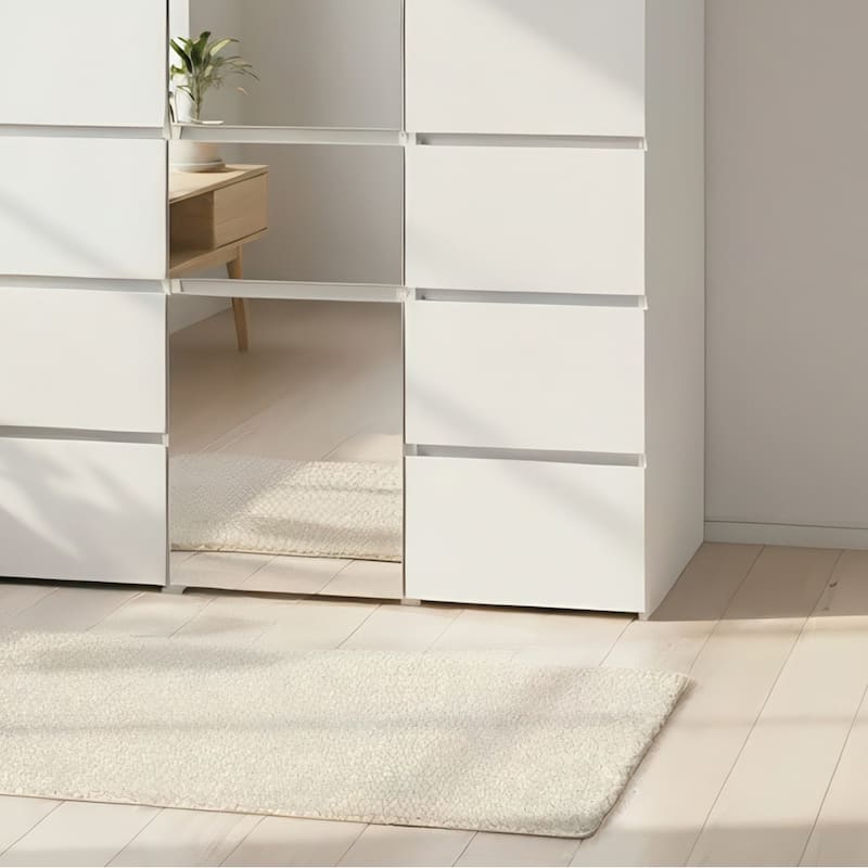 Elise Modular Wood Closet System with Mirror in White - 47.1"D x 17.72"W x 70.9"H