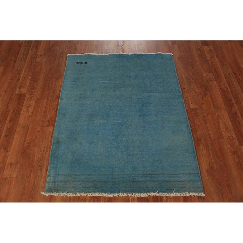 Blue Modern Gabbeh Oriental Rug Handmade Foyer Wool Carpet - 3'0" x 3'10"