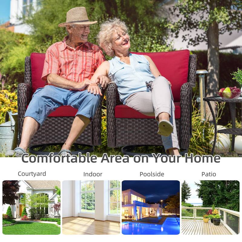 Outdoor 3 Pieces Wicker Patio Bistro Set with Premium Fabric Cushions for Yard