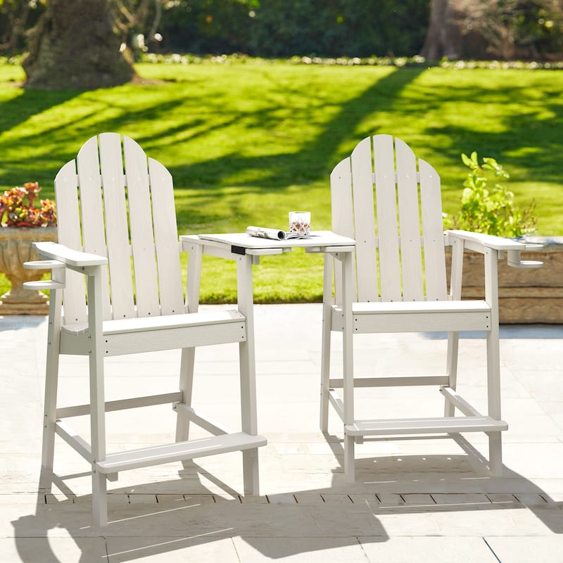 Tall Adirondack Chairs Set of 2 with handrails and connecting plates - 28.3"L x 22.6"W x 48.8"H - White