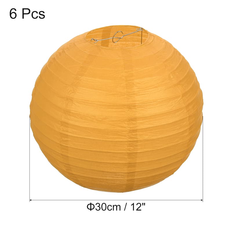 6pcs 12 Inch Folding Hanging Paper Lanterns for Wedding Home Party - Yellow