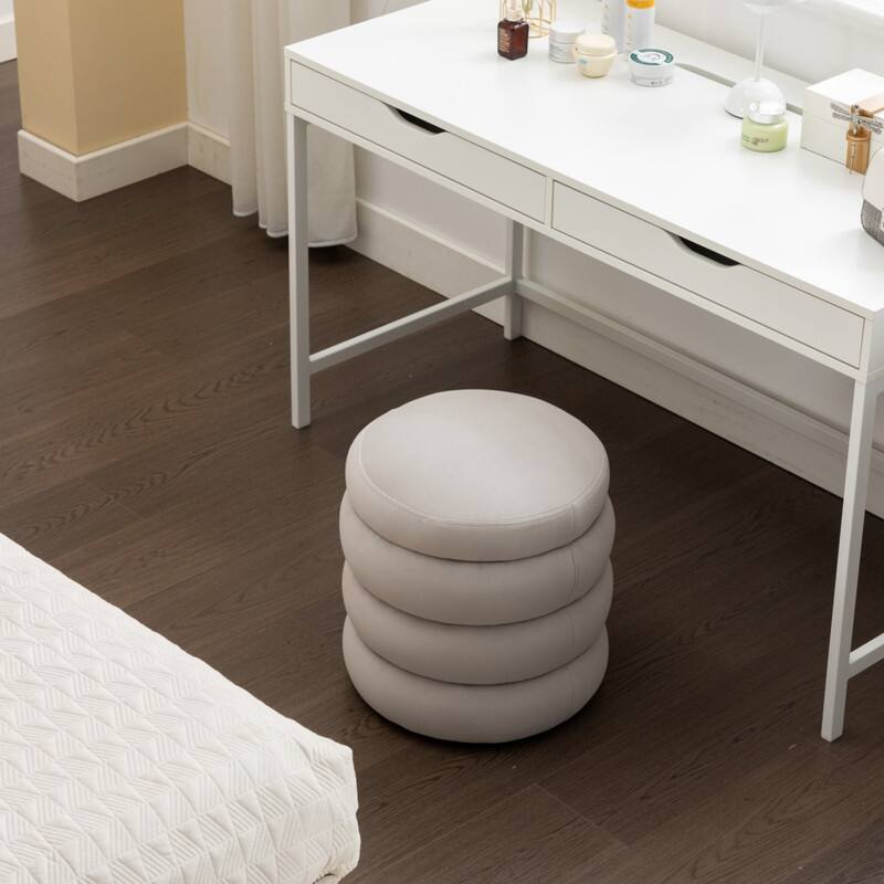 Soft Velvet Round Ottoman Footrest Stool