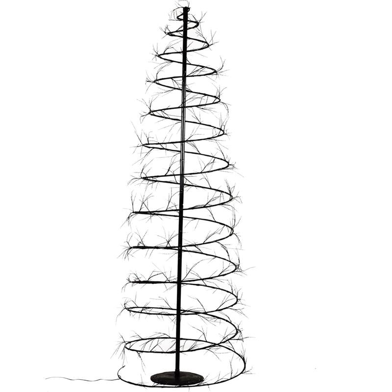 6.5' Brown Revolve Spiral Artificial Tree, LED Warm White Lights