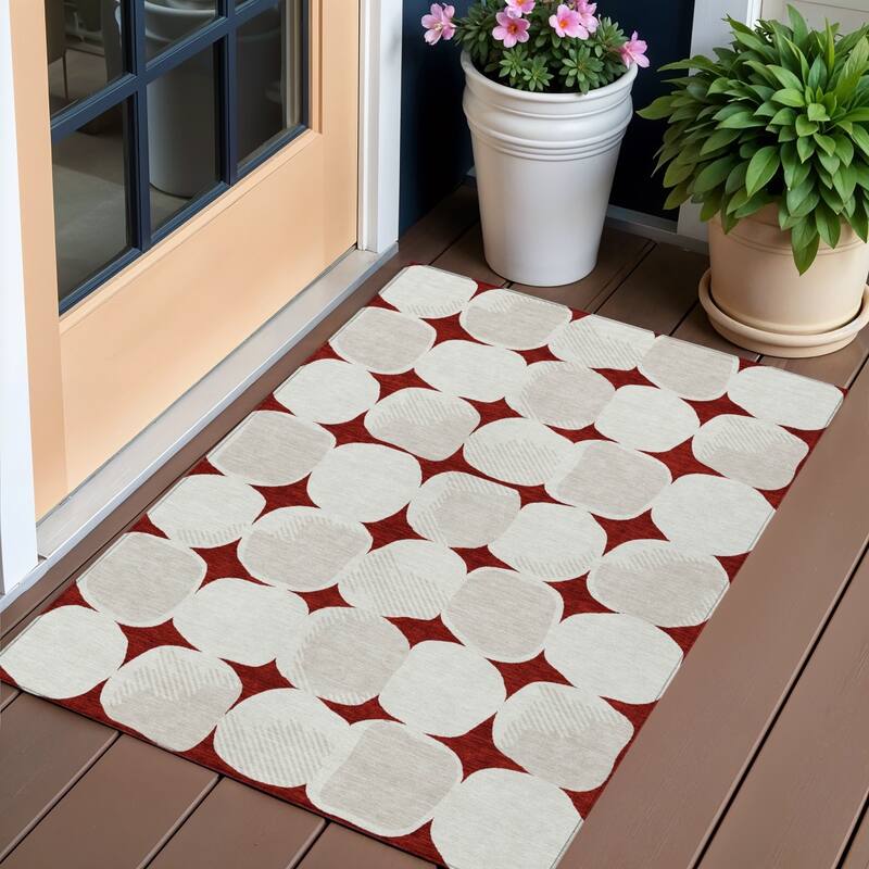 HomeRoots Abstract Transitional Rectangle Outdoor Rug - 3' x 5'