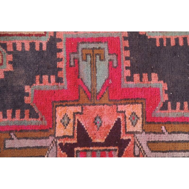 Hand Knotted Oriental 100% Wool Carpet Traditional Geometric Greys & Charcoal Meshkin Runner Rug - 10' 3'' X 3' 10''