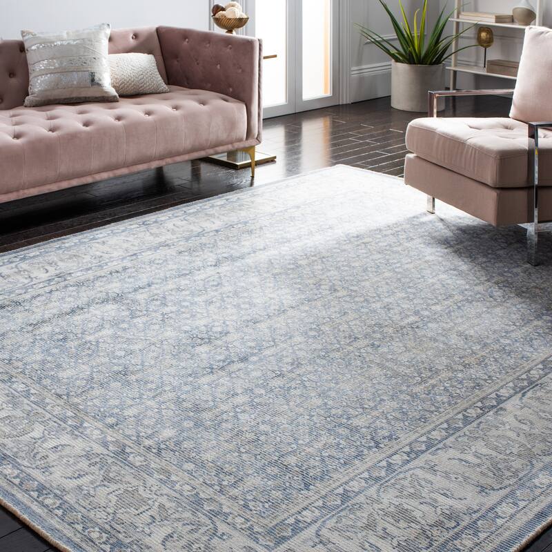 SAFAVIEH Handmade Restoration Vintage Salwa Wool & Viscose Rug - 8' x 10' - Blue/Ivory