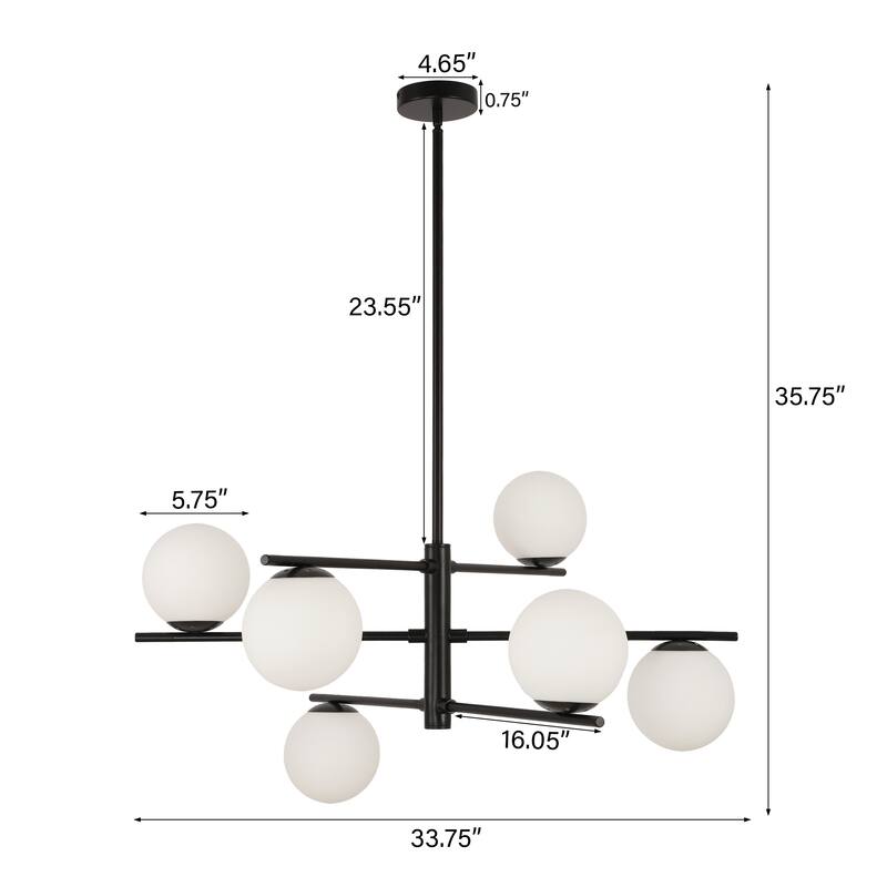 Modern 6-Light Dimmable Sputnik Bubble Chandelier for Dining Room
