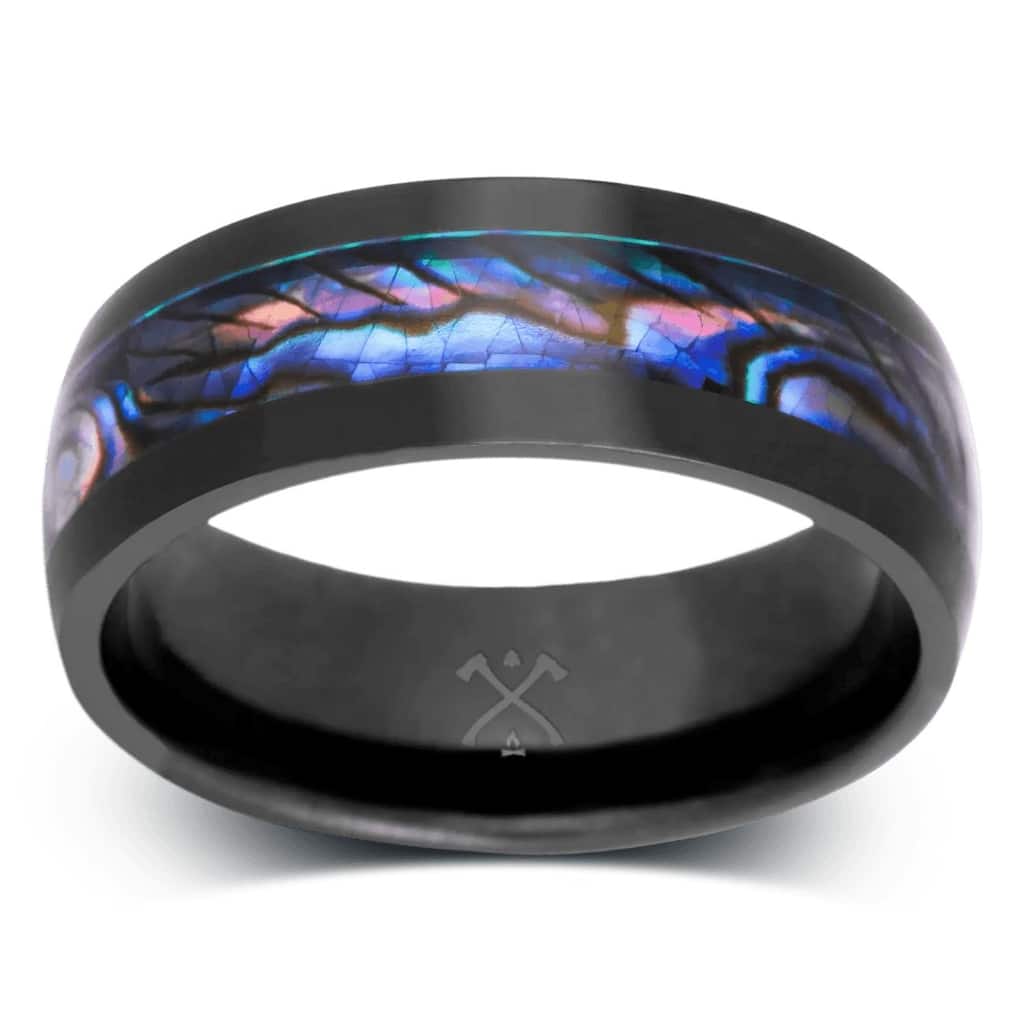 Manly Bands THE MARINER Black Zirconium with Inlay 8mm Satin Band