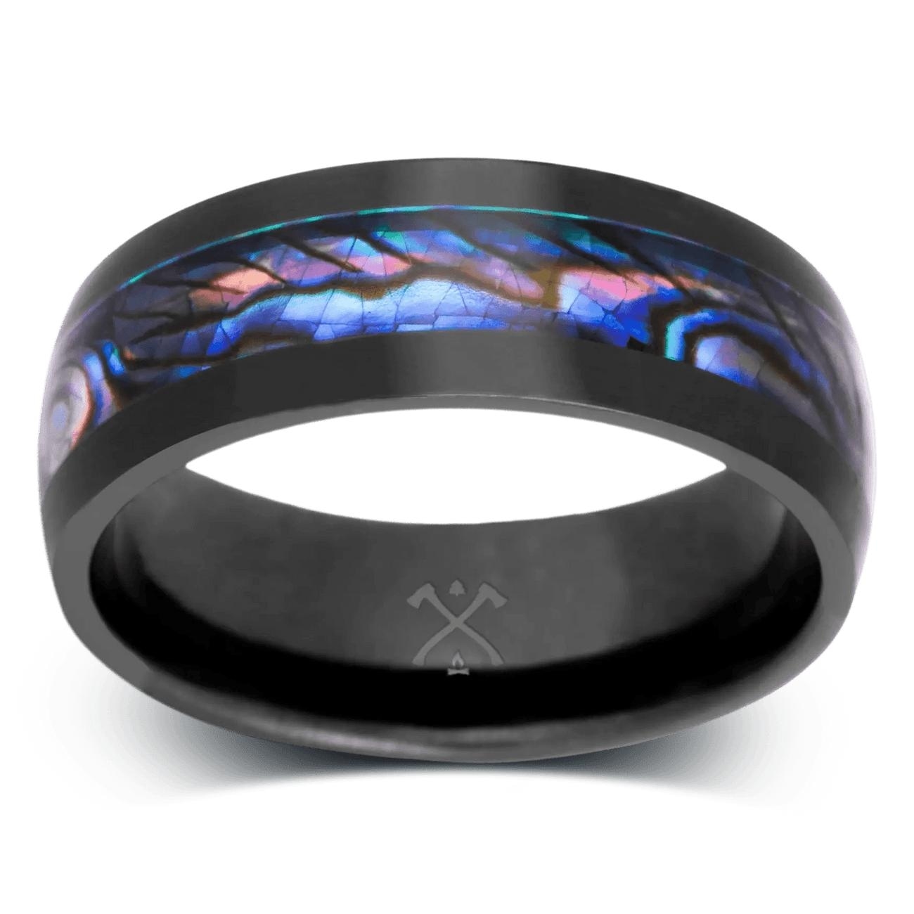 Manly Bands THE MARINER Black Zirconium with Inlay 8mm Satin Band