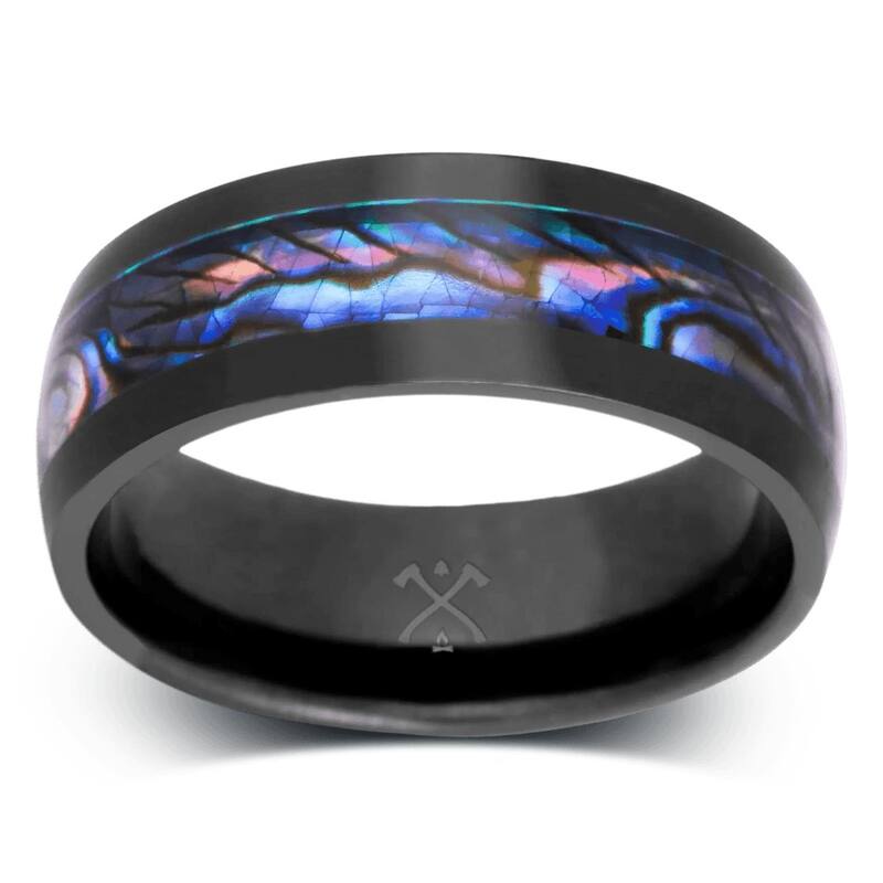 Manly Bands THE MARINER Black Zirconium with Inlay 8mm Satin Band