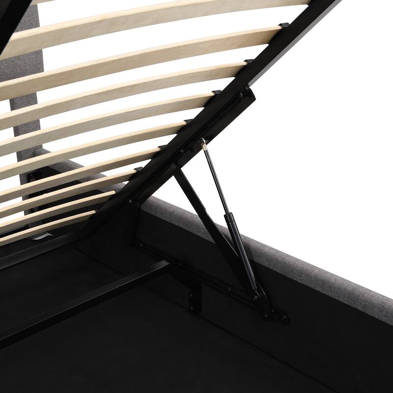 Linen Upholstered Platform Bed with a Hydraulic Storage System