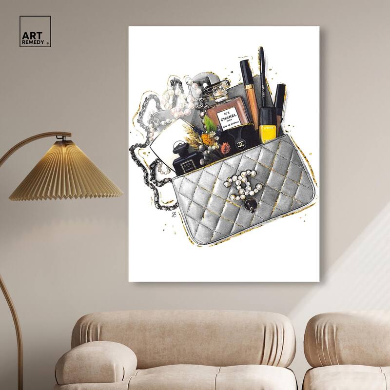 Grey Treasure Bag Acrylic by Art Remedy, Ready to Hang