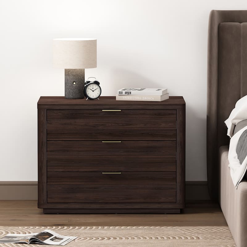 Manhattan Comfort Evelyn 32" Nightstand (3-Drawer) - Brown