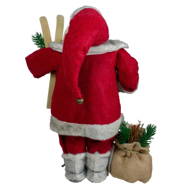 18" Standing Santa Christmas Figure with Skis and Fur Boots