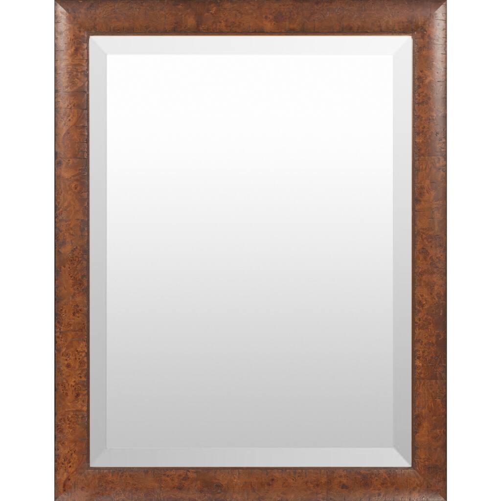 Samara Wood Framed Large Size Rectangular Wall Mirror - Brown - 37" x 47"