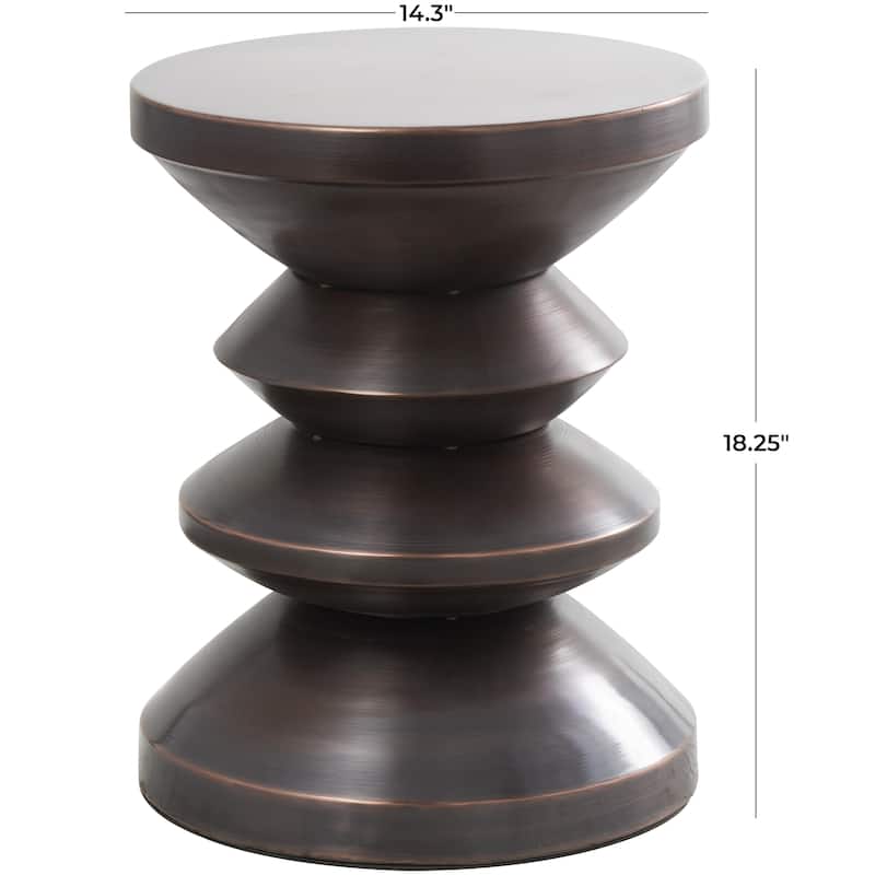 Metal Art Deco Inspired Side End Accent Table - Copper or Black - Roche River Decor