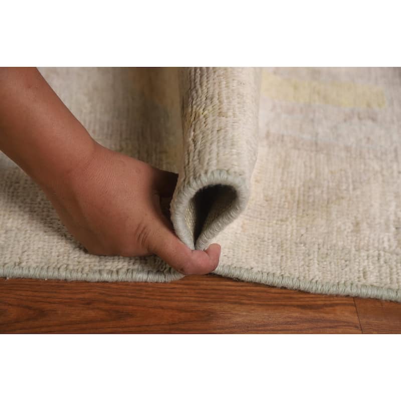 Geometric Oushak Turkish Area Rug Hand-knotted Wool Carpet - 8'10"x 11'9"