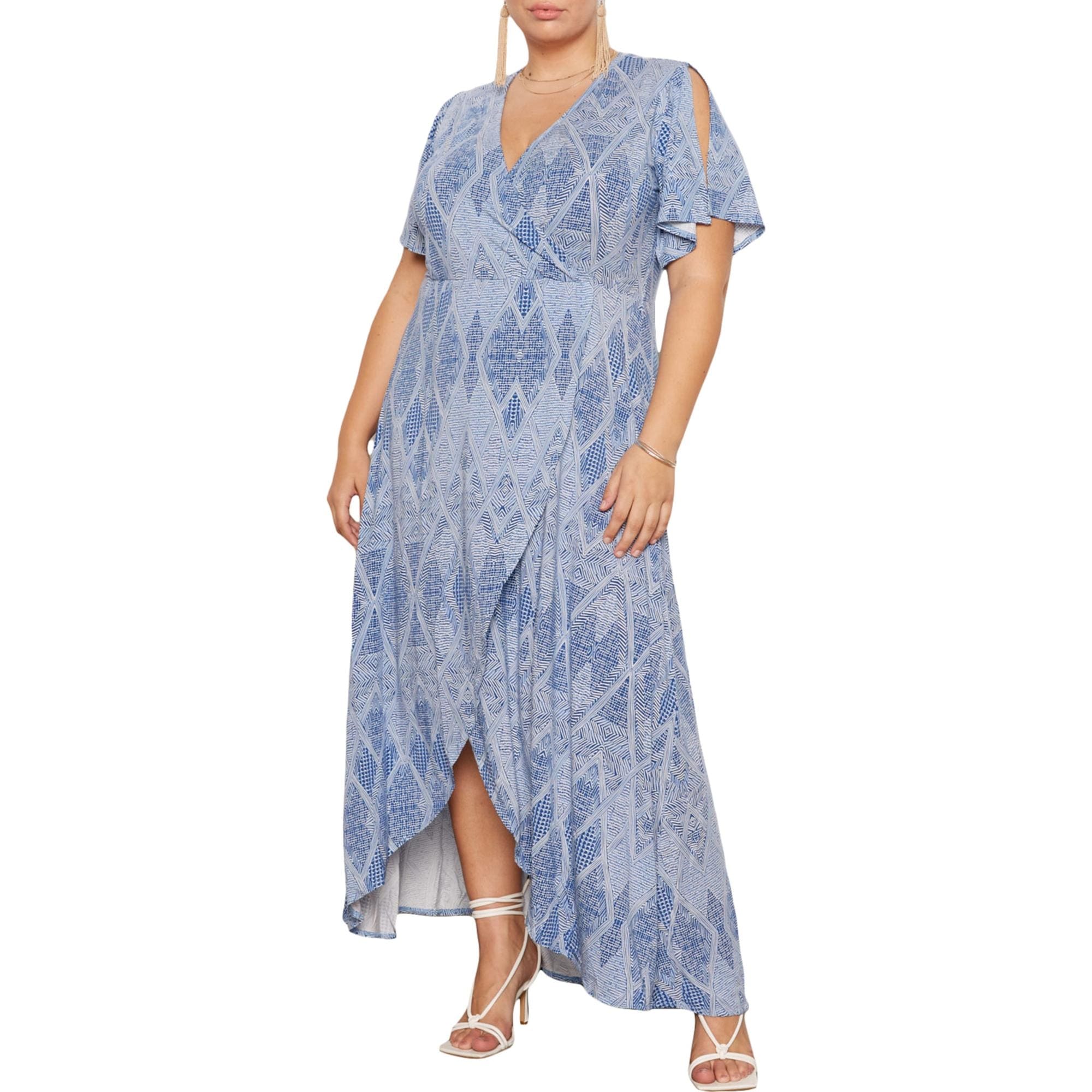 plus size faux wrap maxi dress