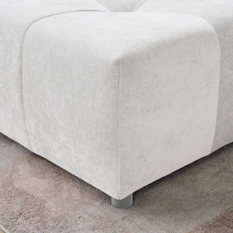 158.64" Linen Modular Sofa Modern L-Shaped Sectional Sofa 5-Seater Couch with Chaise for Living Room