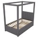preview thumbnail 24 of 33, Canopy Bed with Trundle & 3 Storage Drawers, Wood Platform Bed, Linen Upholstery Storage Bed Frame for Bedroom