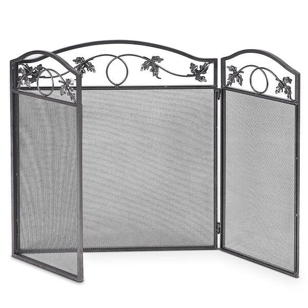 Costway Folding Steel Fireplace Screen Doors 3 Panel Heavy Duty Home Overstock