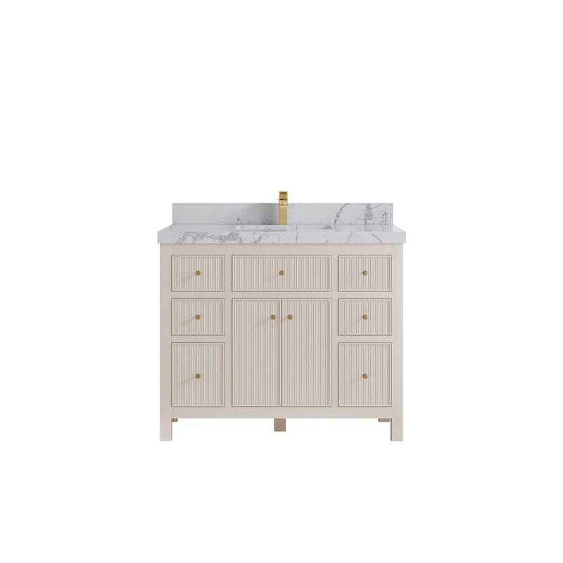 Willow Collections 42 in W x 22 in D Sonoma Free Standing Reeded Single Sink Bathroom Vanity with Countertop