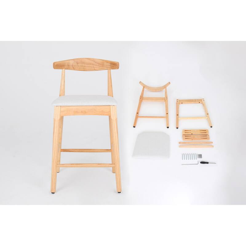 Mid-Century Modern Design Solid Wood Counter Stools ,Upholstered Counter Stools With Wood Legs