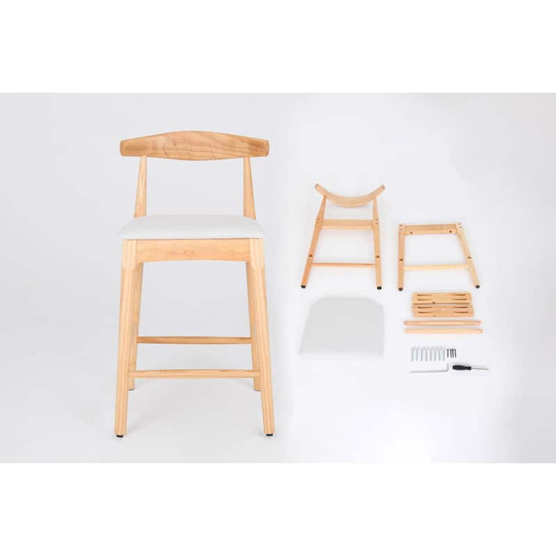 Ostweer Furniture Set of 2 Mid-Century Modern Design Solid Wood 24" Counter Stools