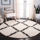 SAFAVIEH Dallas Shag Giusy Trellis 1.5-inch Thick Rug - 6' x 6' Round - Ivory/Dark Grey