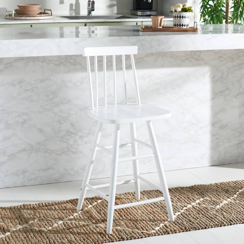 SAFAVIEH Nanie Wood 25-inch Counter Stool - 17 In. W x 17 In. D x 38 In. H - 17Wx17Dx38H - White