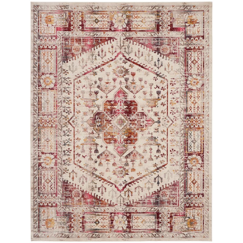 Nourison Vintage Kashan Persian Medallion Ivory Red Area Rug